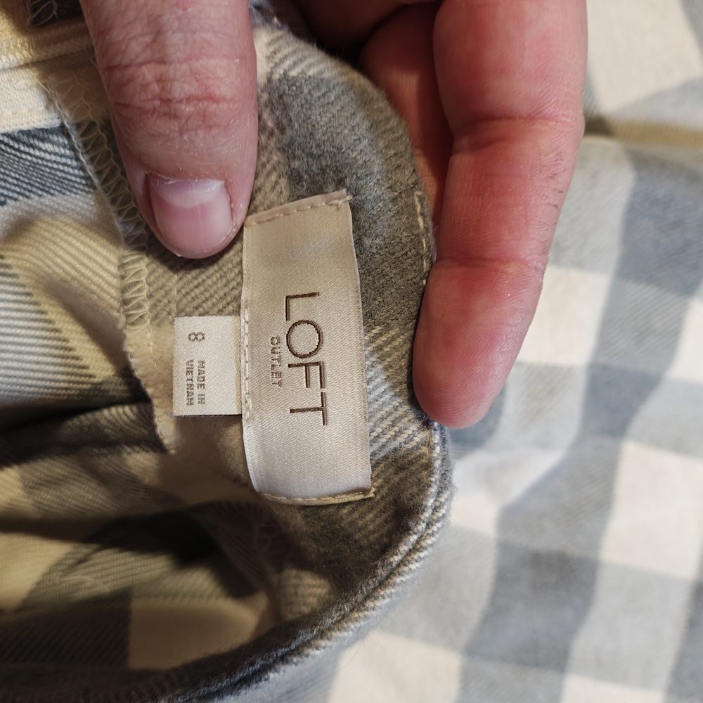 Loft A-line plaid mini skirt in a storm blue and off-white color Size 8 - Picture 3 of 3
